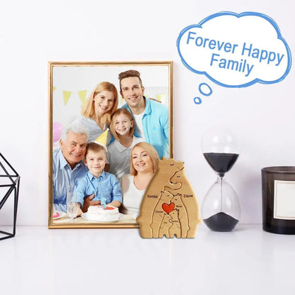 Create Cherished Memories with a Personalized Wooden Bear Family Puzzle!
