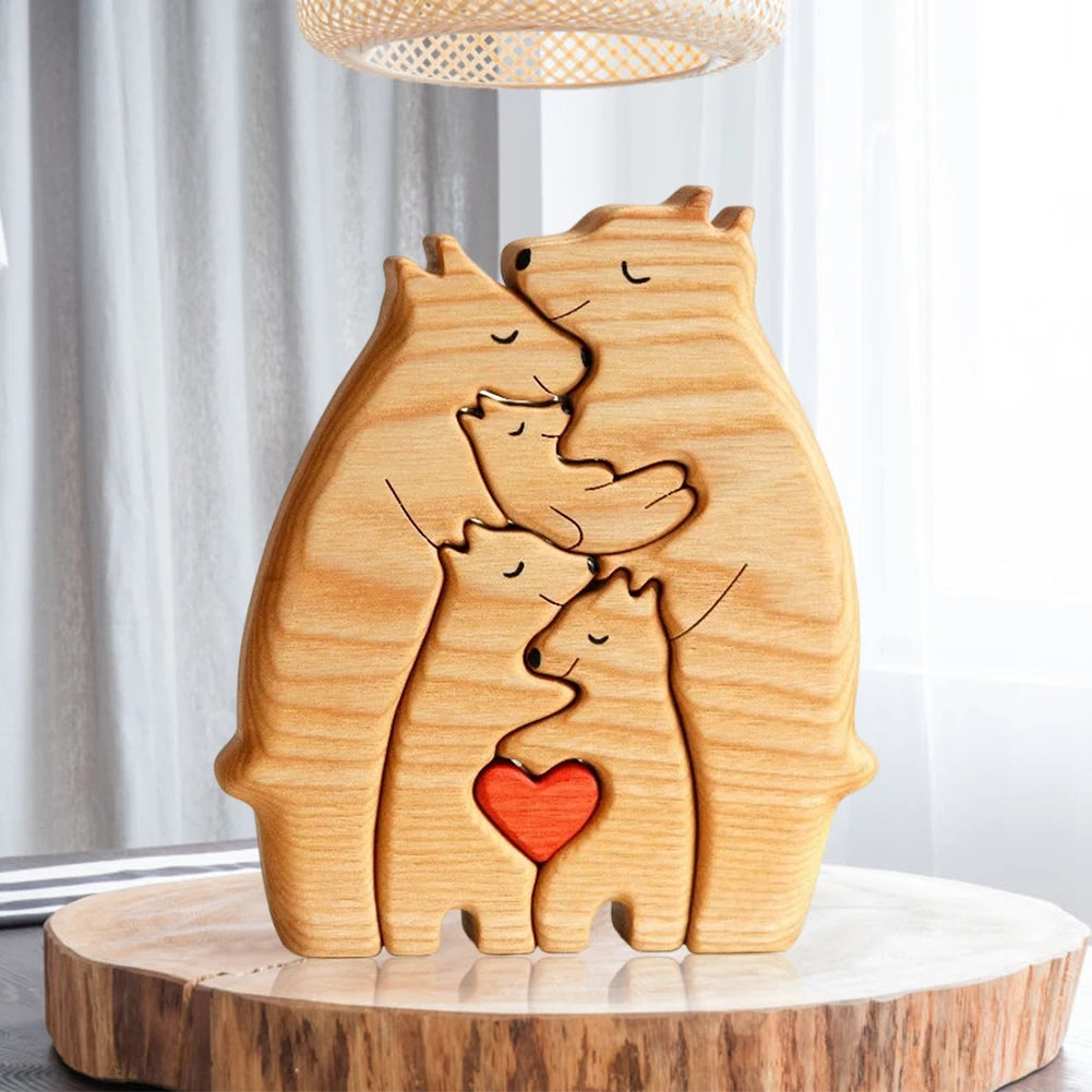 Create Cherished Memories with a Personalized Wooden Bear Family Puzzle!