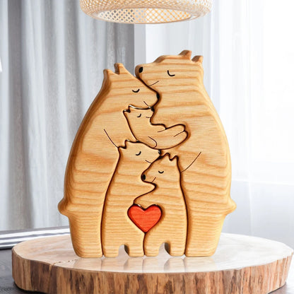 Create Cherished Memories with a Personalized Wooden Bear Family Puzzle!