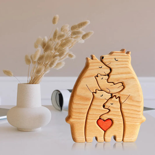 Create Cherished Memories with a Personalized Wooden Bear Family Puzzle!