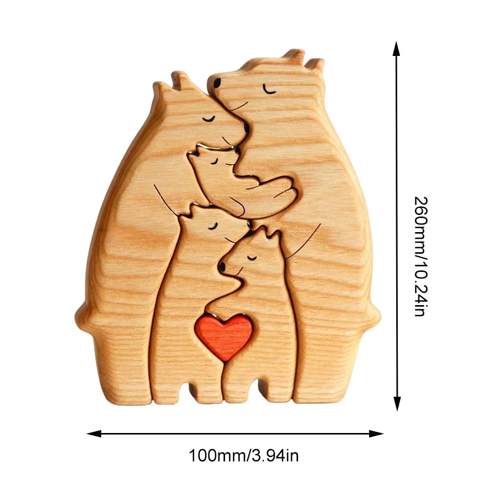 Create Cherished Memories with a Personalized Wooden Bear Family Puzzle!