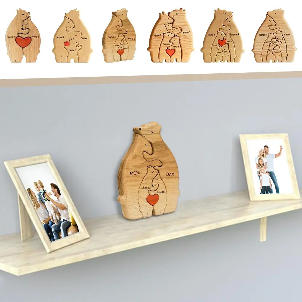 Create Cherished Memories with a Personalized Wooden Bear Family Puzzle!