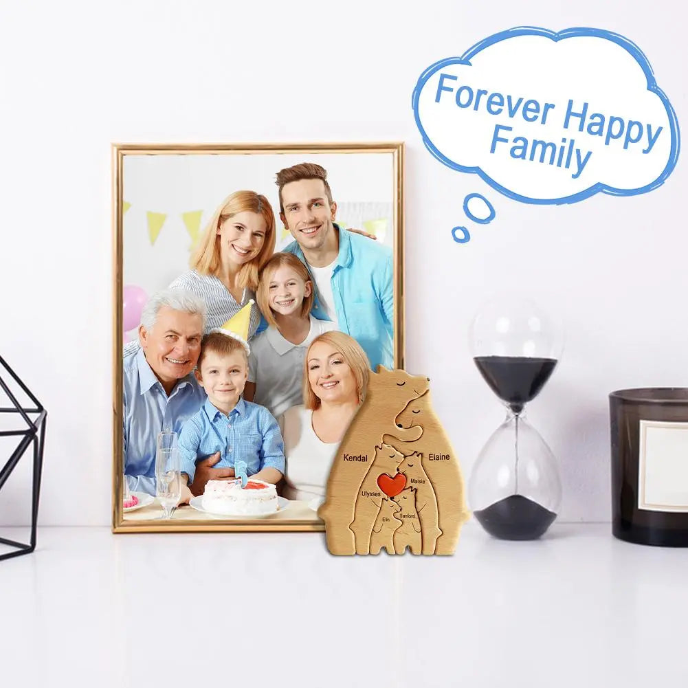 Create Cherished Memories with a Personalized Wooden Bear Family Puzzle!